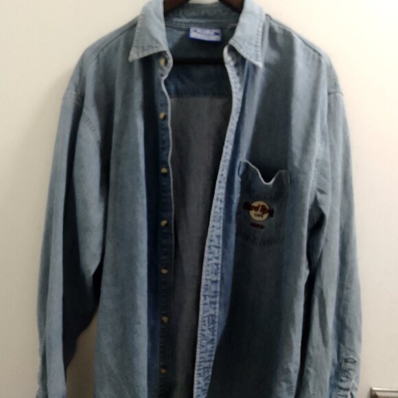 Hard Rock Cafe, Blue Jean Men's, Buttoned Long Sleeved Top - Picture 1 of 5